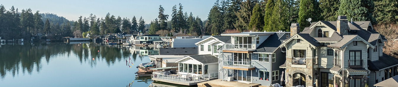 Waterfront homes and marina on Lake Oswego, Oregon