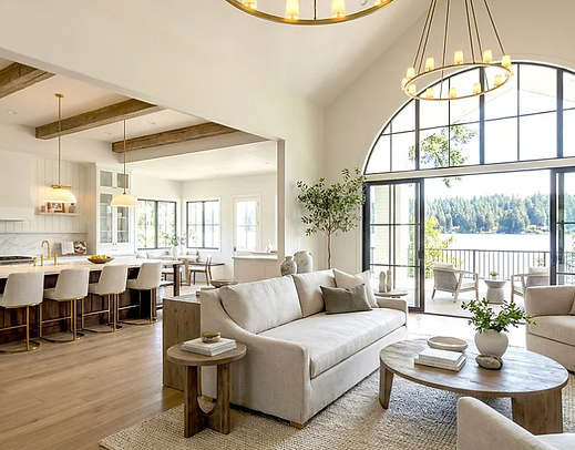 Bright and spacious luxury home interior with high ceilings and large windows