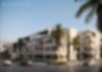 Modern new property development Madinah with palm trees.