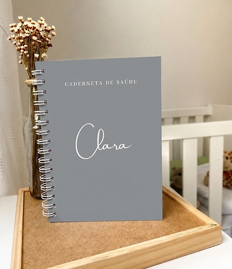 Caderneta de saúde personalizada - Minimalista | Cinza Névoa
