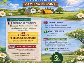 Lenteloterij op Camping des Bains: win een gratis week in 2027.