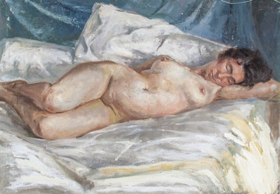 A female nude, pintura de Lucian Freud