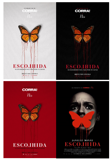 Conjunto dos cartazes nacionais do terror Escolhida (Antebellum, 2020) | Divulgação (Paris Filmes)