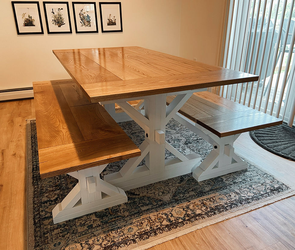 Thumbnail: 'The Storyteller' Modern Farmhouse Trestle Dining Set