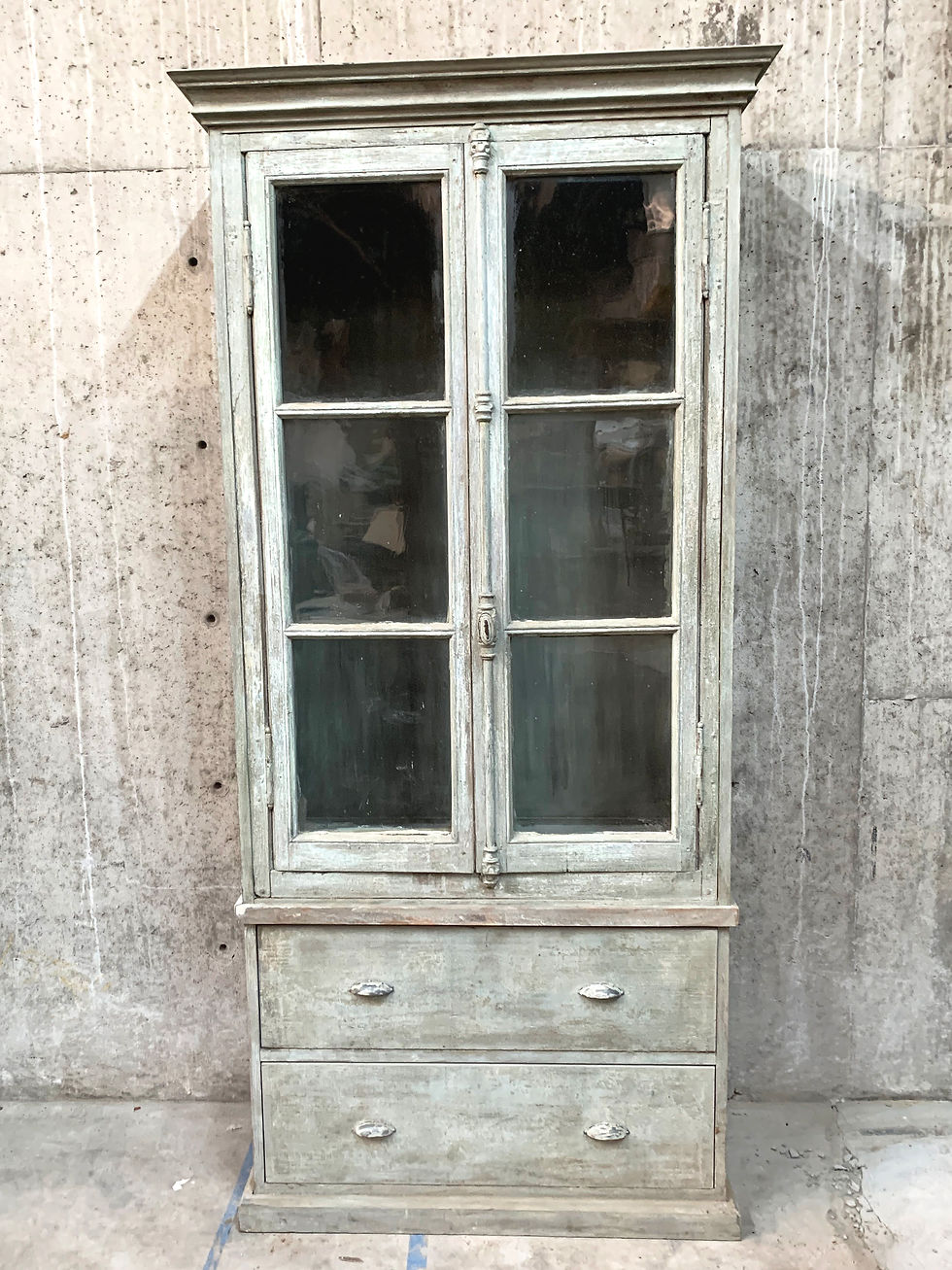 Thumbnail: Vintage Painted Bookcase with Original French Window Doors