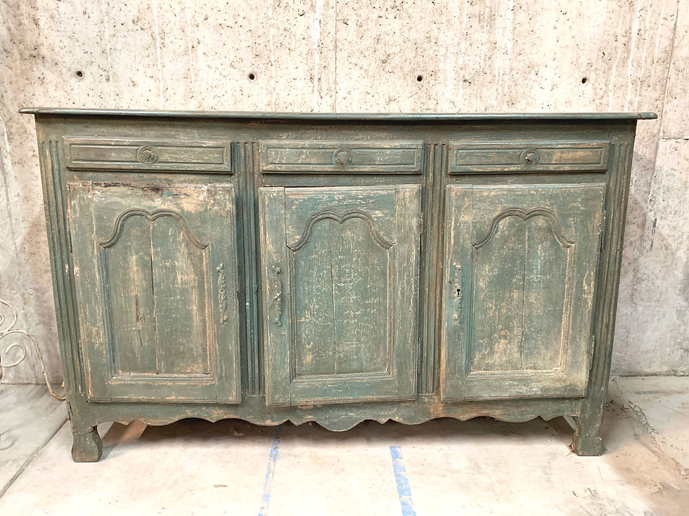 Thumbnail: Vintage Dark Green Distressed Painted Long Buffet