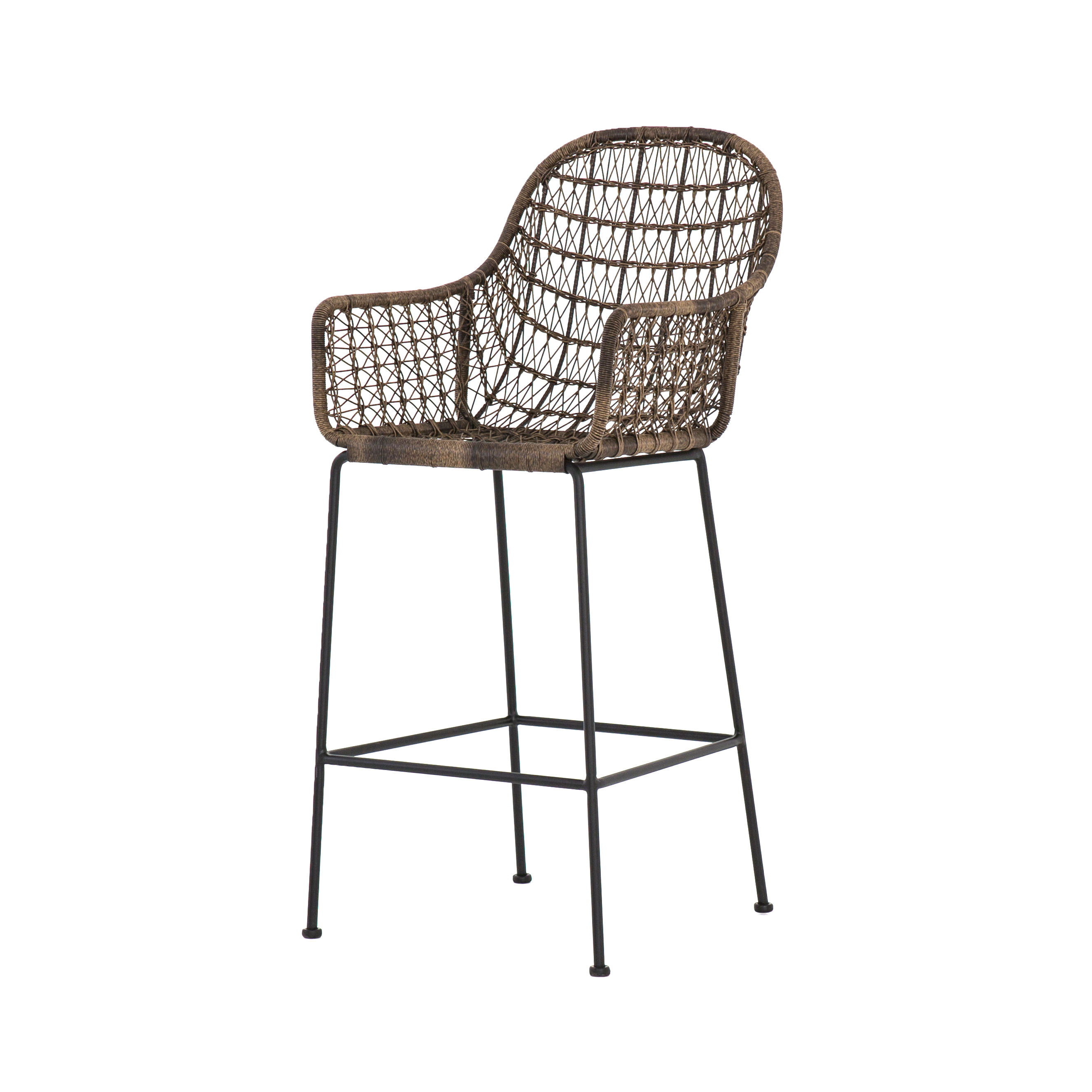 Bruno Outdoor Woven Bar Stool-Dist Gre