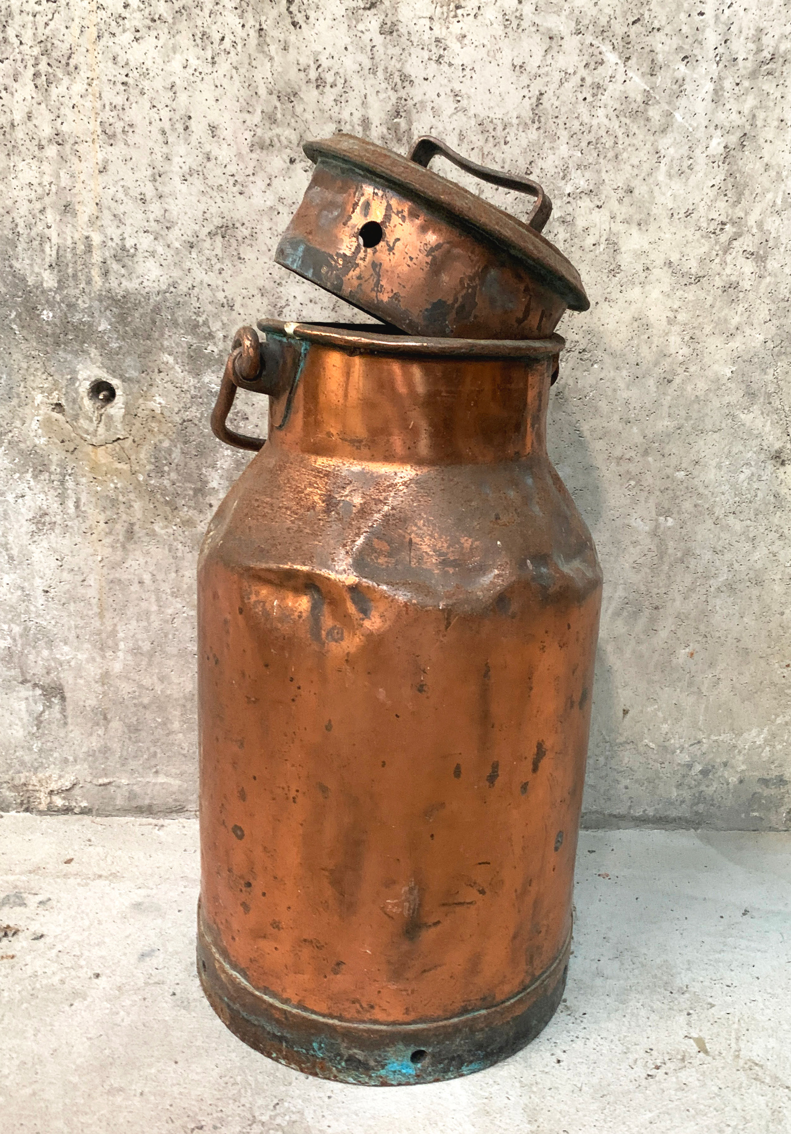 Antique Heavy Copper Milk Container