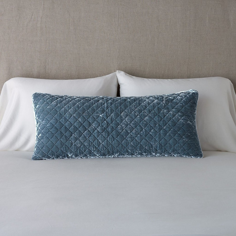 Thumbnail: Silk Velvet Quilted Lumbar Throw Pillow