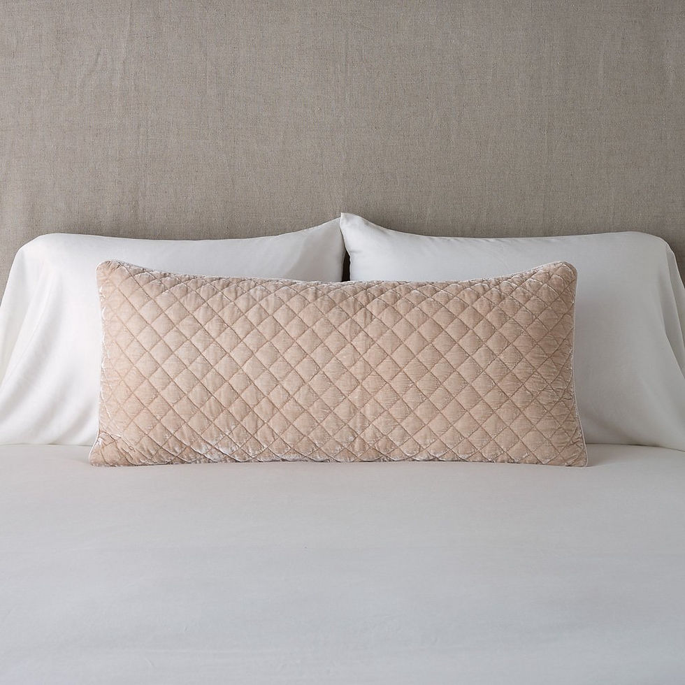 Thumbnail: Silk Velvet Quilted Lumbar Throw Pillow