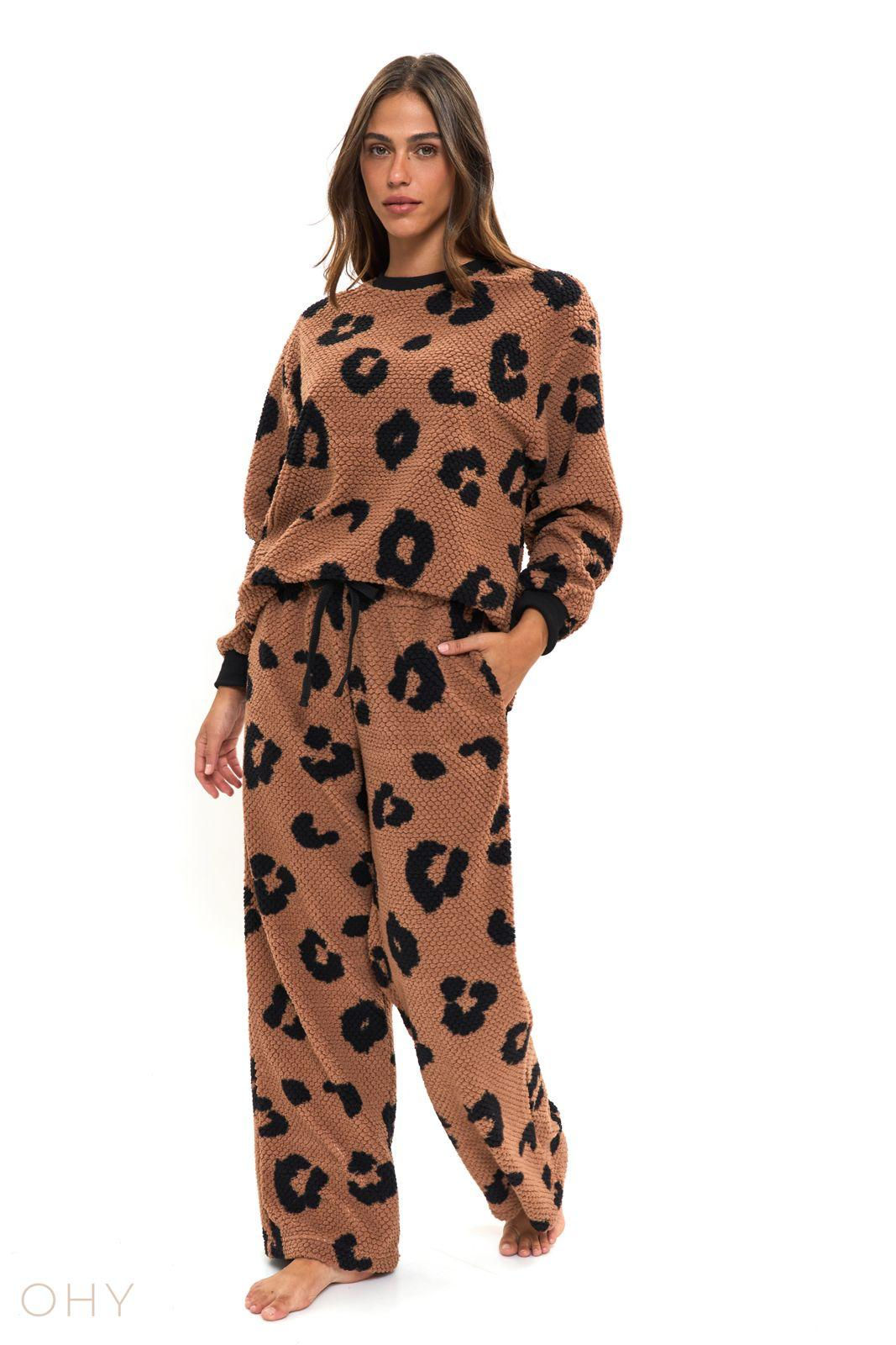 OHY - פיג'מה פלאנל פליז מנומר