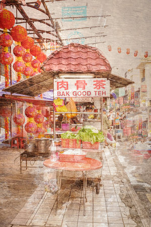 Wall art of a food stall. Fine Art prints and photography in Kuala Lumpur, Malaysia by Päivi Maria Wells.