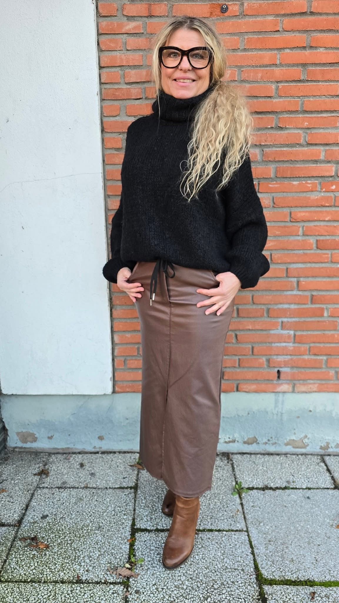 Soulful Fashion mirakelkjol fake leather dam brun 