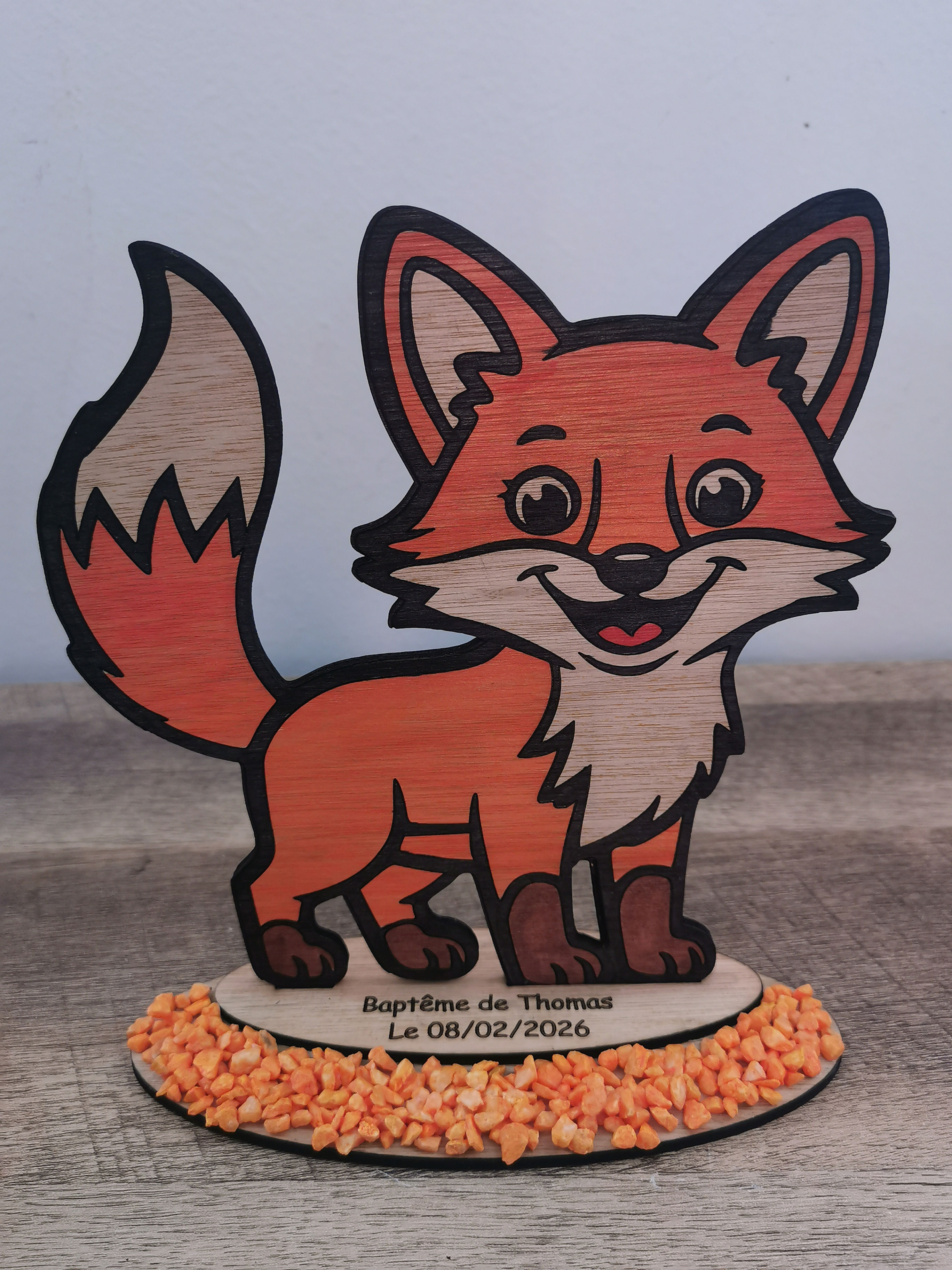 Décoration de table Renard personnalisable.