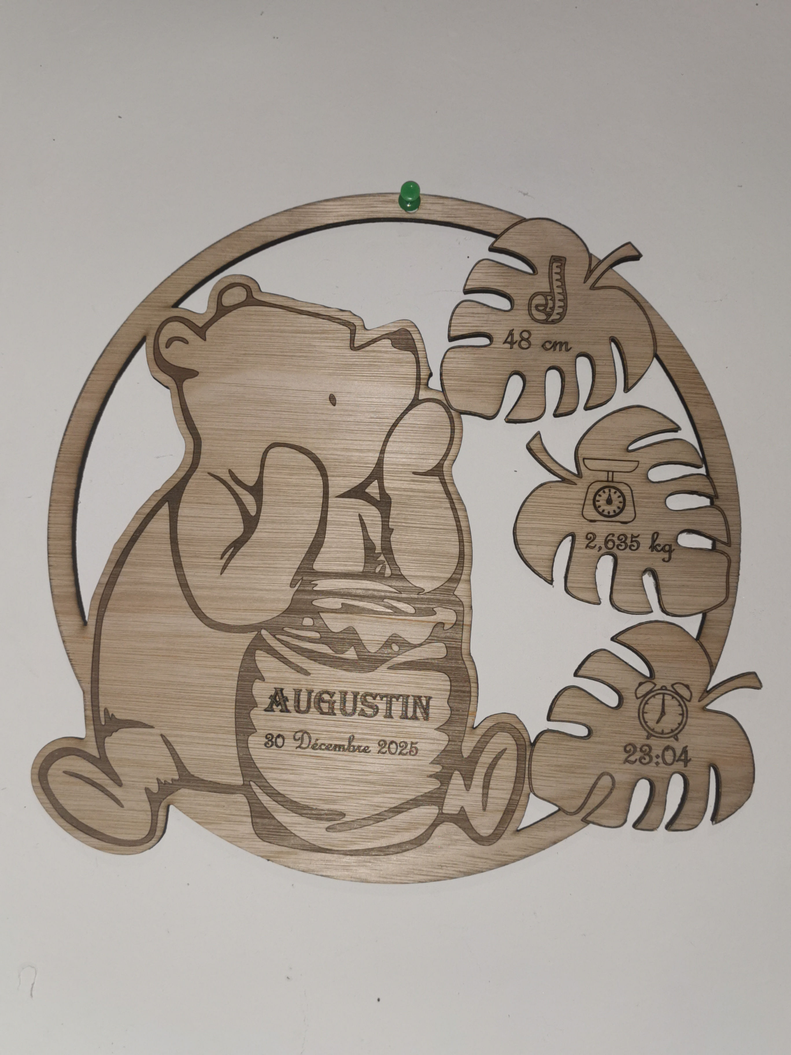 Cadre de Naissance Winnie l'Ourson - Bois Personnalisable