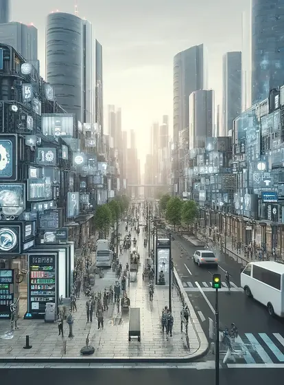 DALL·E 2024-04-23 18.35.03 - Depict an urban scene in Society D, where advanced automation