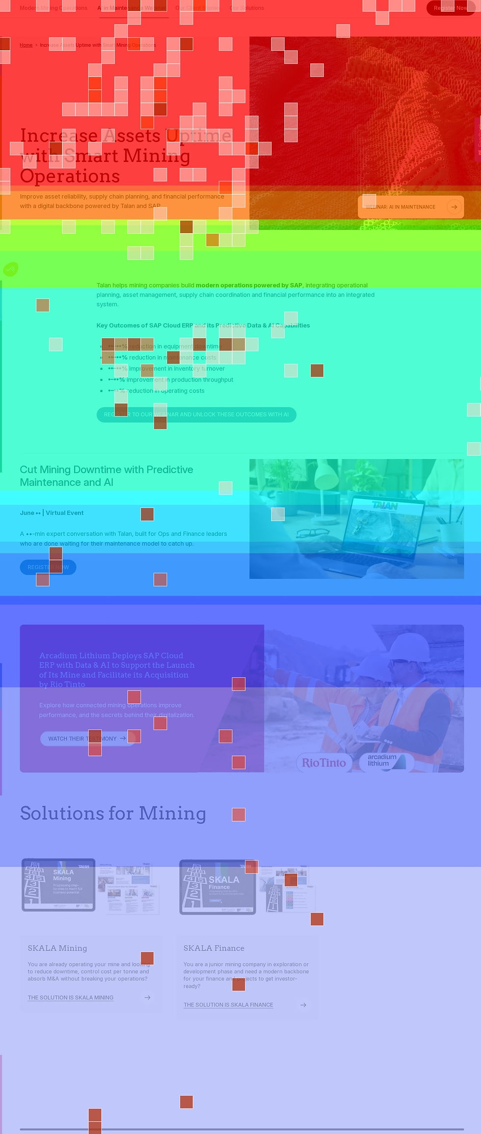 Example of a GTM Page Hotjar Heat Map