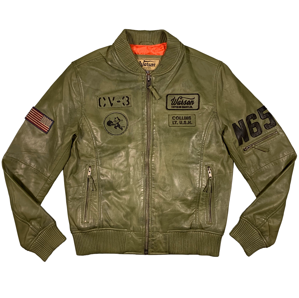 Warson Motors - Herren Winter aviator leather jacket, brown