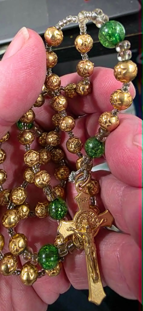 A Rosary a day- #57. A simple gold and green made by a friend.