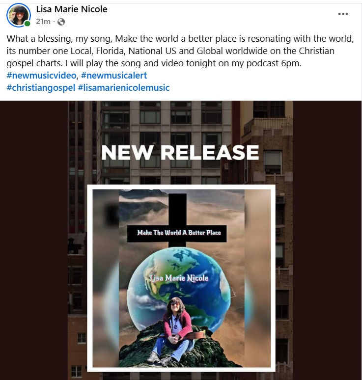 Lisa Marie Nicole holds #1 position simultaneously in statewide, nationwide and worldwide rankings.