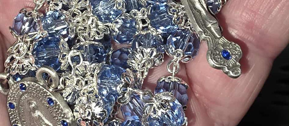 Rosary a day #15- Shimmering silver and sapphire blue