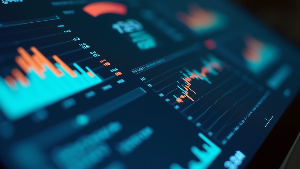 Close-up view of a digital dashboard displaying analytics data