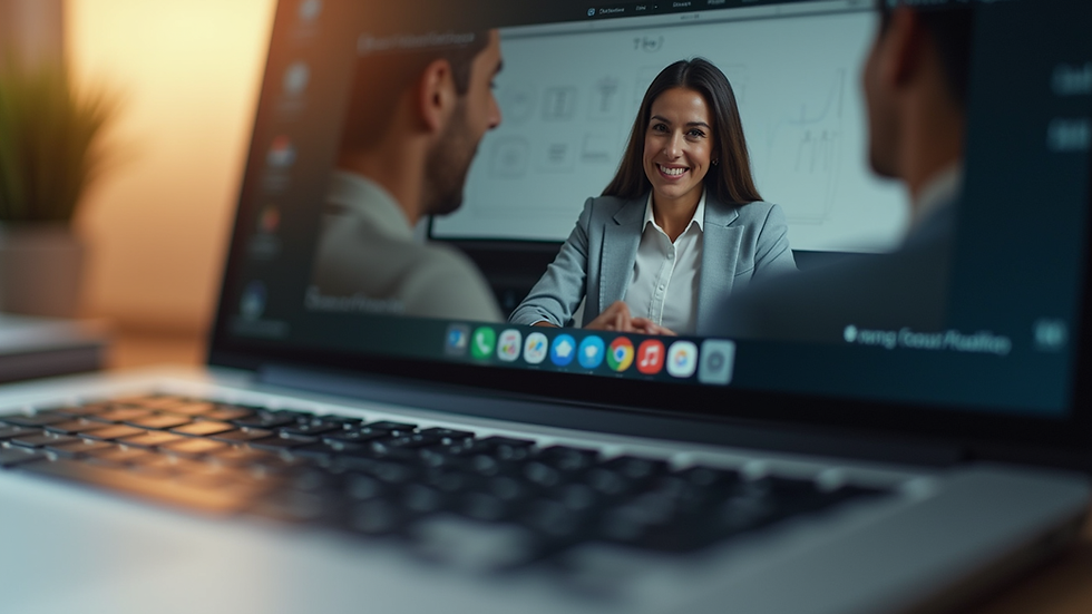 Close-up view of a laptop screen showing a virtual coaching session