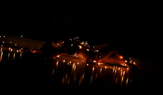 Woman in fairy lights