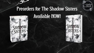 Preorder ad for The Shadow Sisters showing the book cover