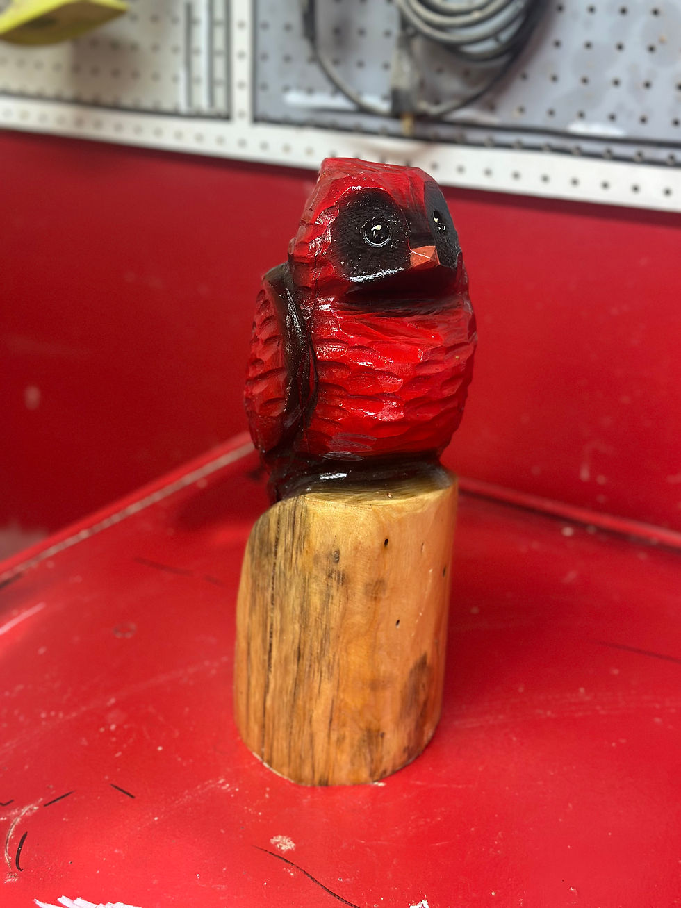 Thumbnail: 14" Cute Cardinal Chainsaw Carving by Kyra Waits