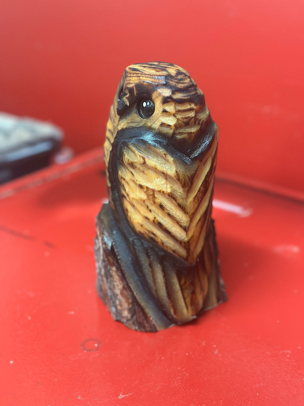 Thumbnail: 8” Owl Chainsaw Carving by Kyra Waits
