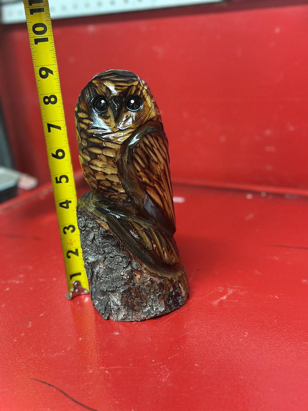 Thumbnail: 9" Tiny Owl Chainsaw Carving by Kyra Waits