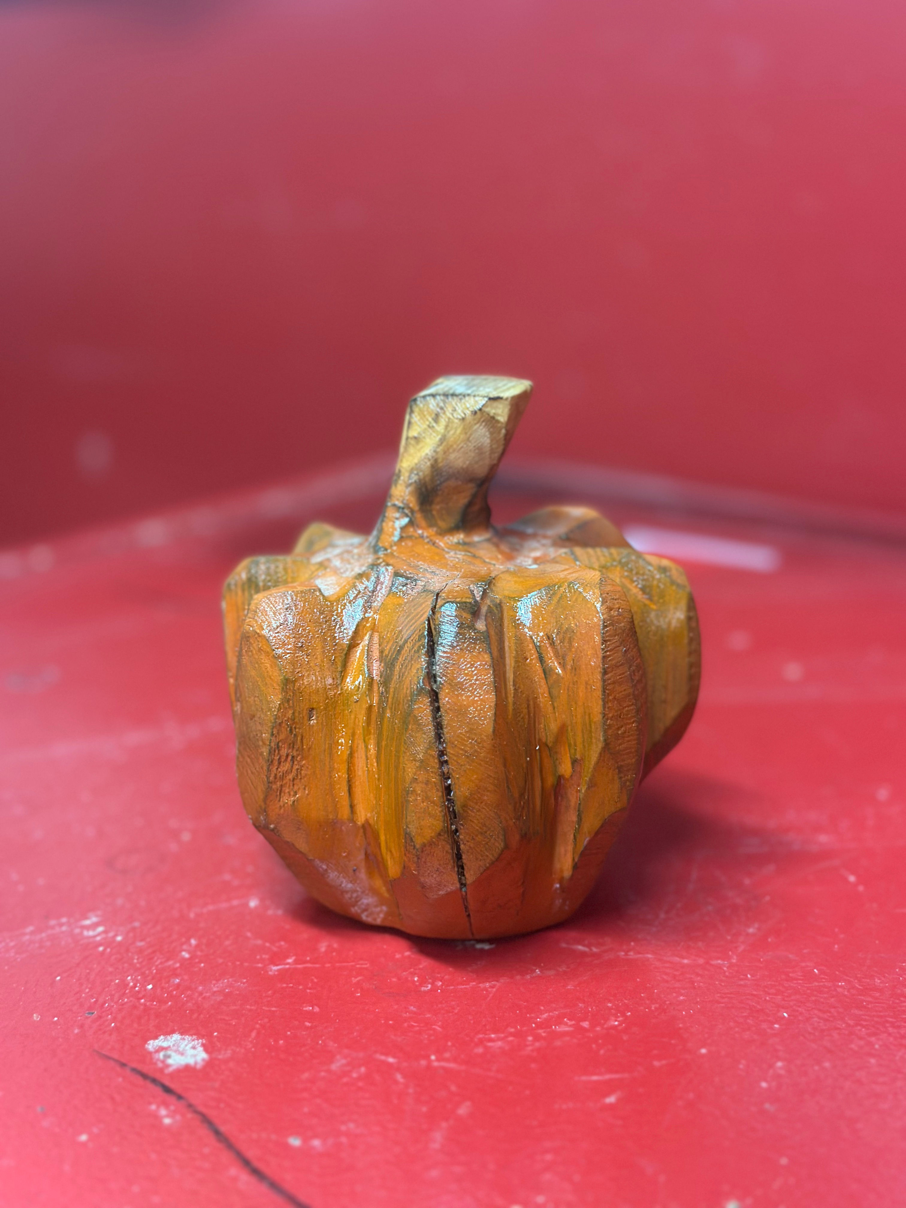 5” Tiny Pumpkin Chainsaw Carving by Kyra Waits
