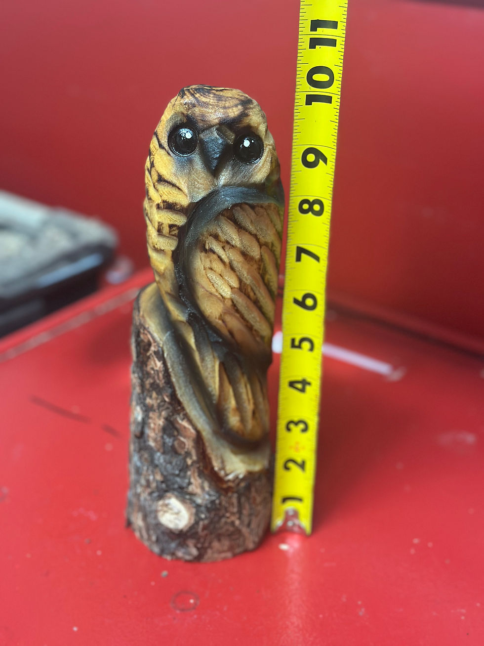 Thumbnail: 10” Owl Chainsaw Carving by Kyra Waits
