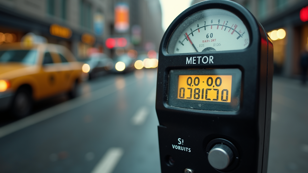 Close-up view of a taxi meter showing a fixed fare