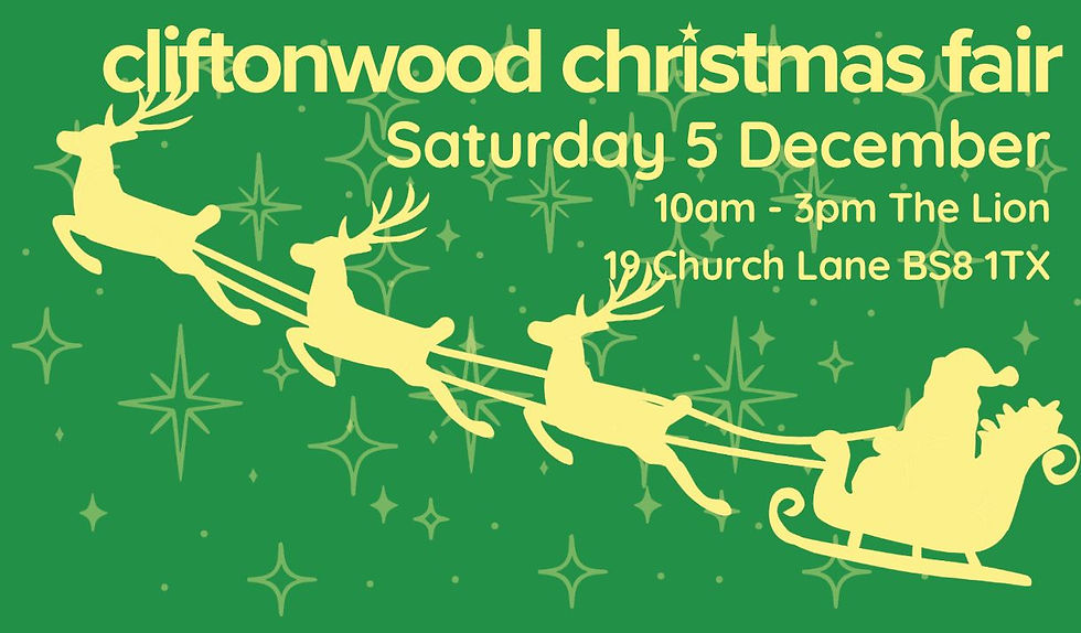 Christmas Fair at The Lion, Church Lane, BS8 1TX Saturday 5 December 10am-3pm