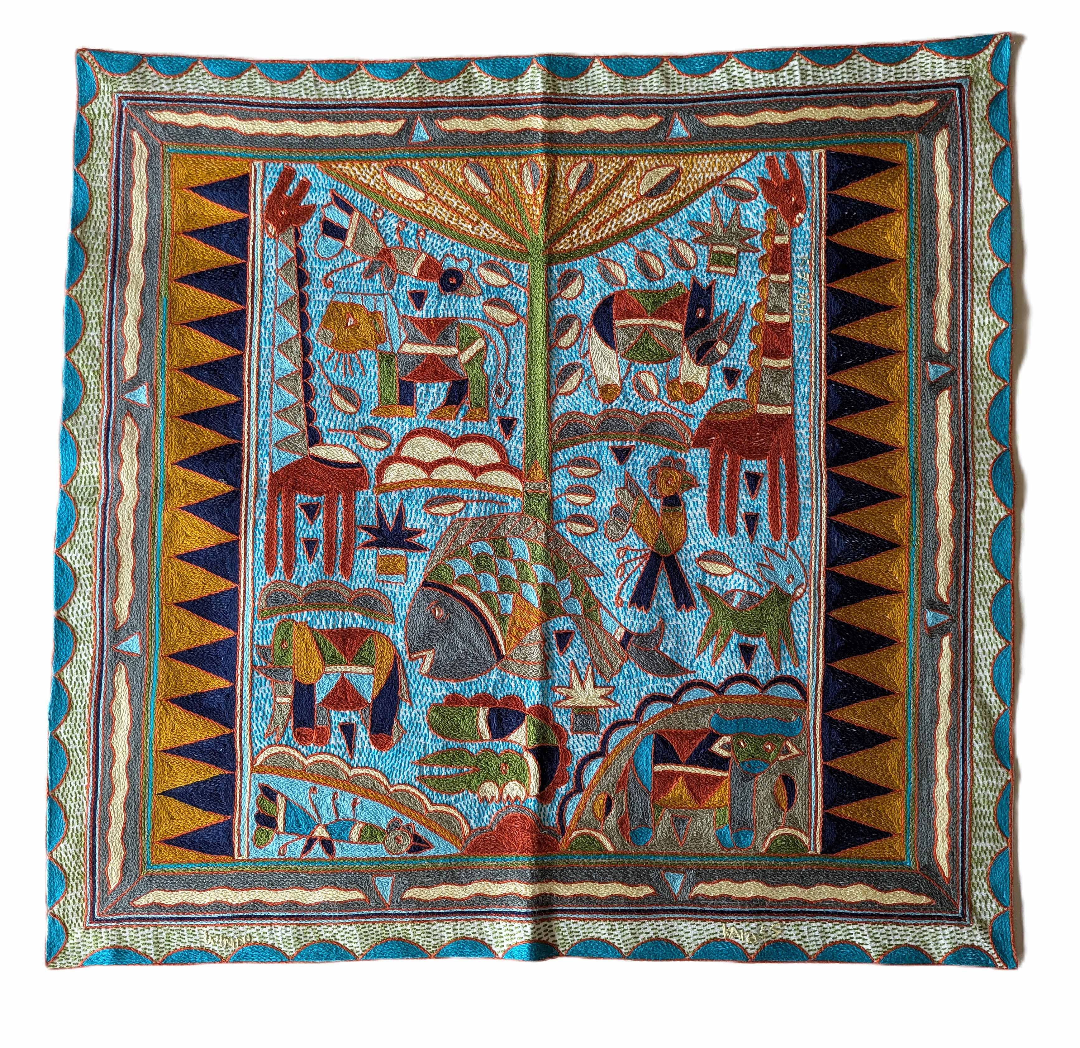 Hand embroidered Kaross wall hanging