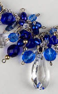 Thumbnail: big dramatic necklace created from crystals and cobalt colored pearls