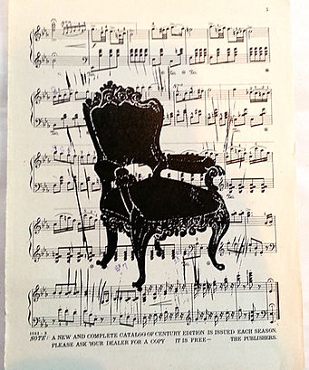 mono print on old music score paper