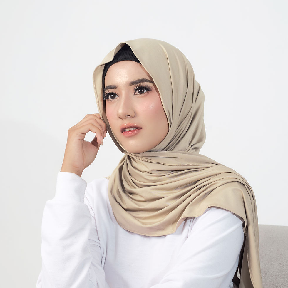 Thumbnail: Veilique Fleur Hijab Pasmina Jersey Khaki | Jilbab | Kerudung Syar'i