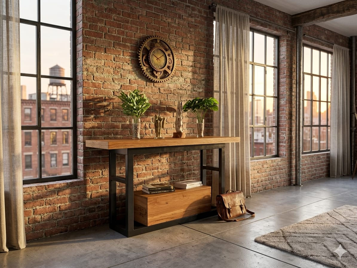 Console style industriel + coffre