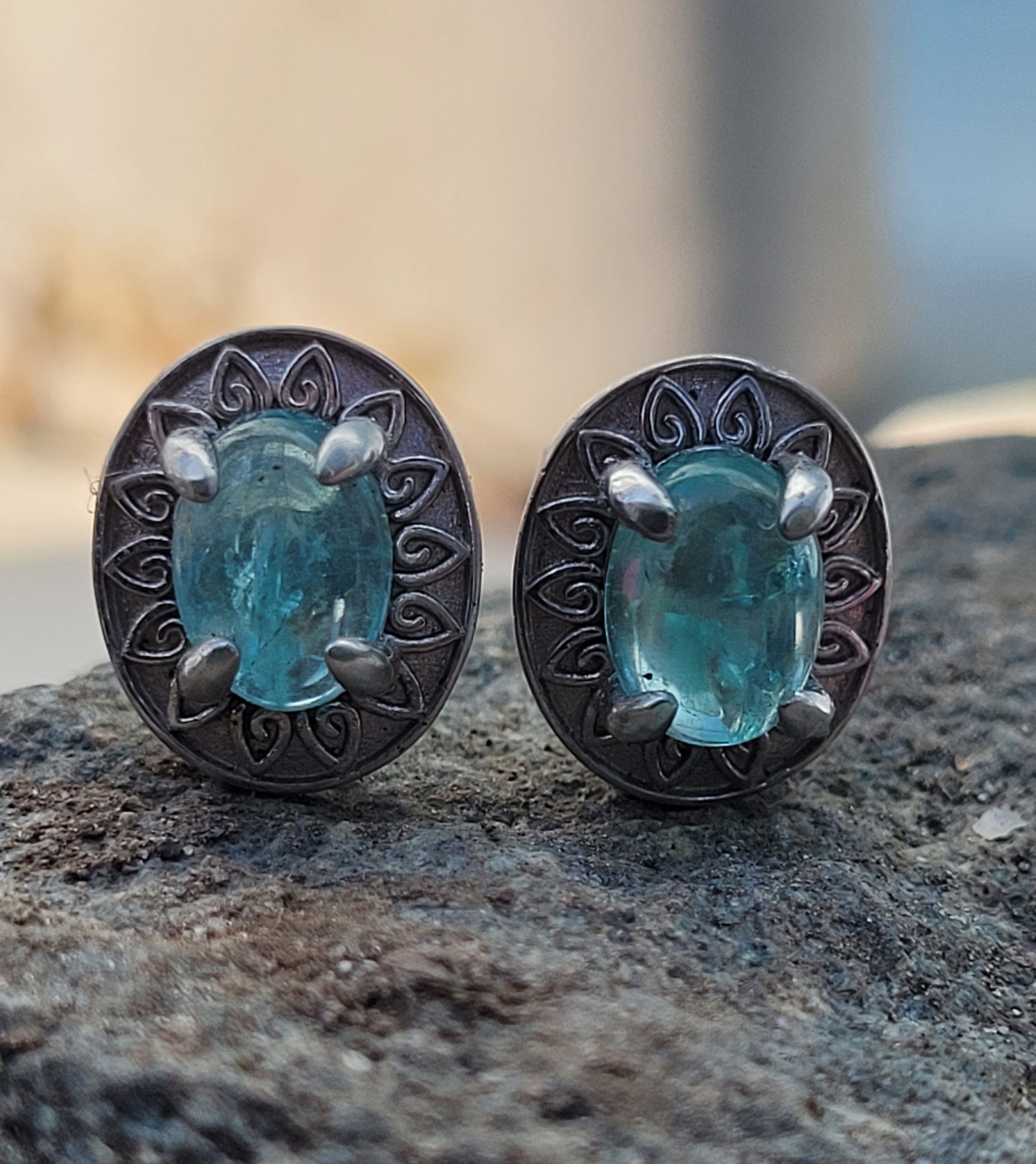 Paraiba Apatite Sterling Silver Earrings
