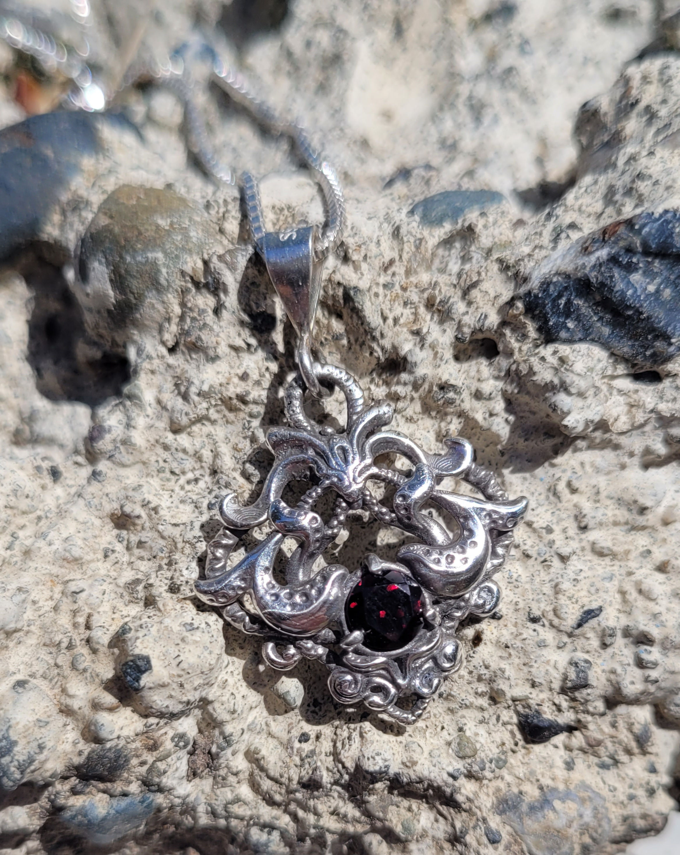 Garnet Sterling Silver Necklace