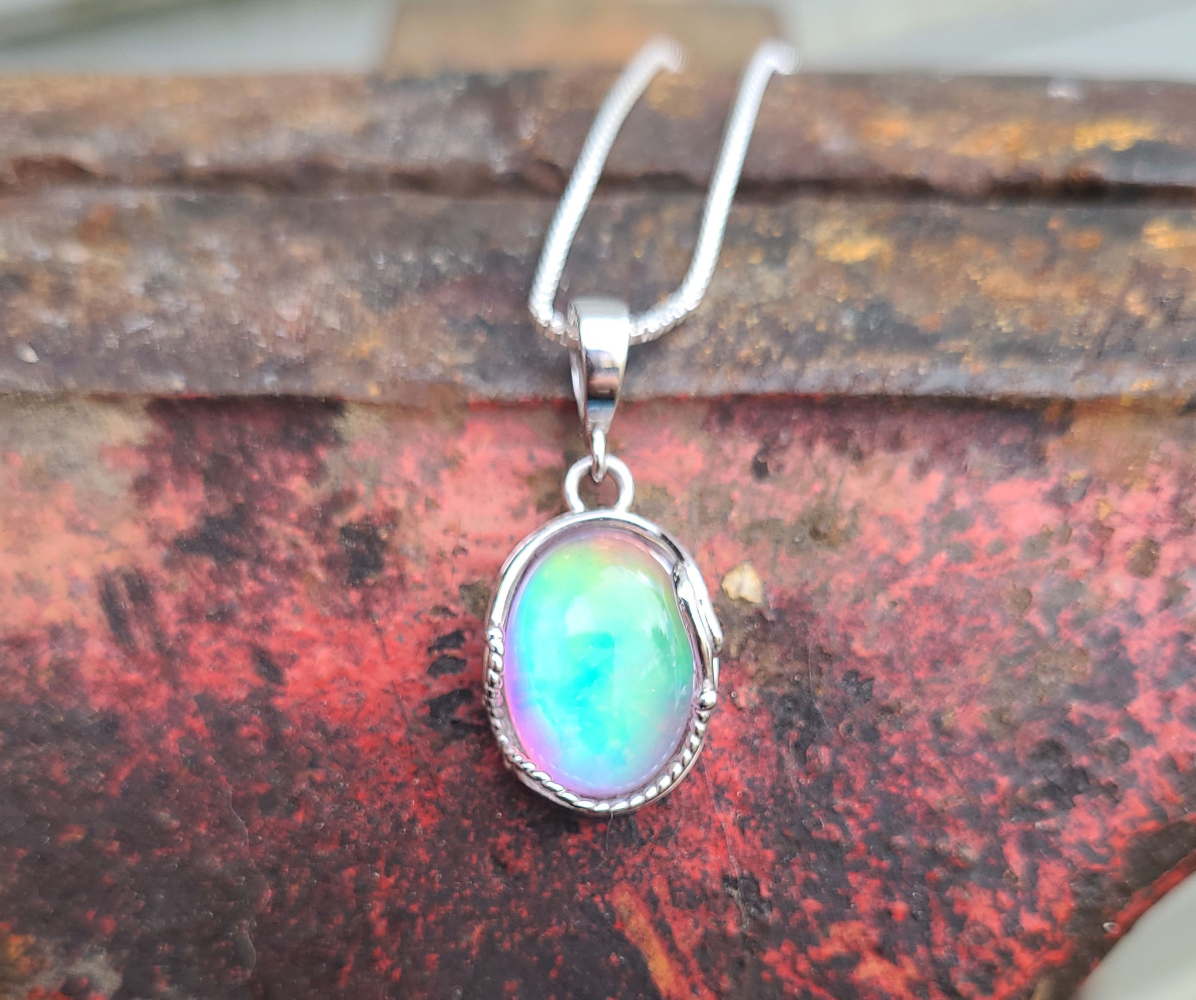 Aura Opal Sterling Silver Necklace