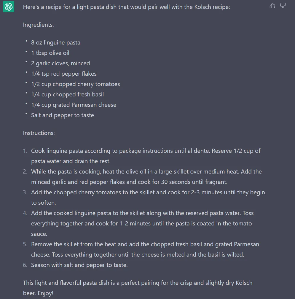 Screenshot of ChatGPT conversation