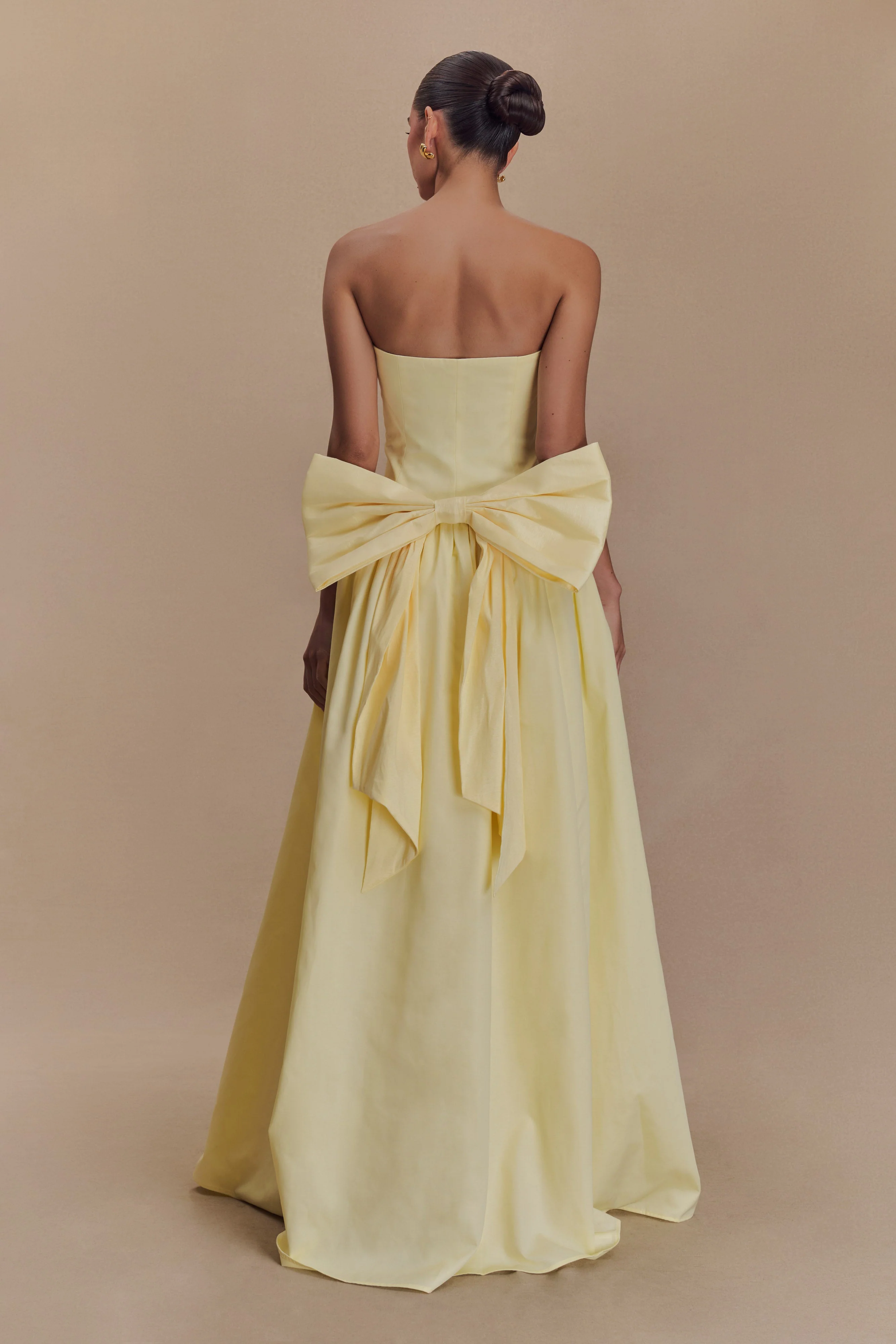 Strapless Bow Maxi Dress - Lemon