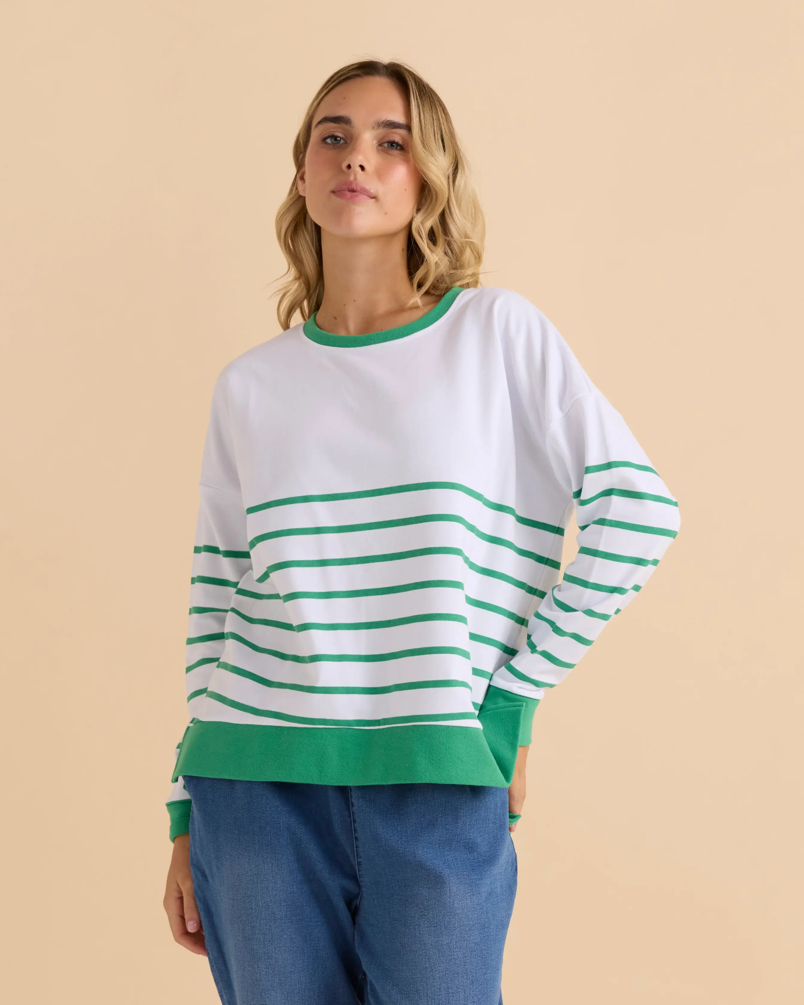 PALMA SWEAT- GREEN STRIPE