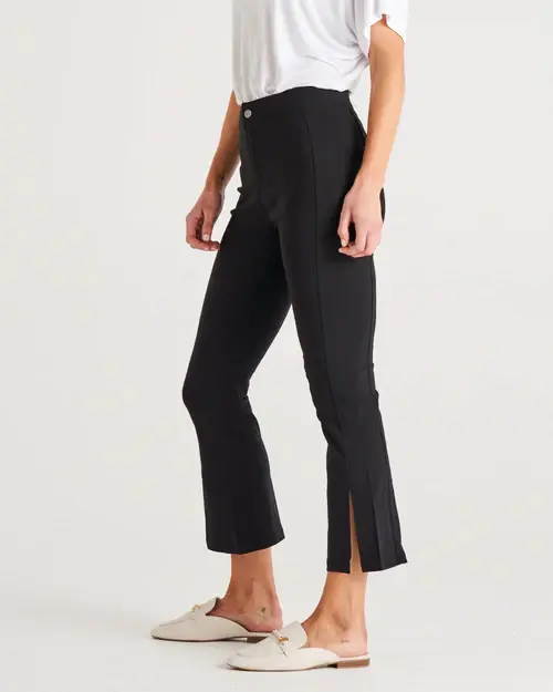 EDWINA BENGALINE SPLIT LEG PANT - BLACK