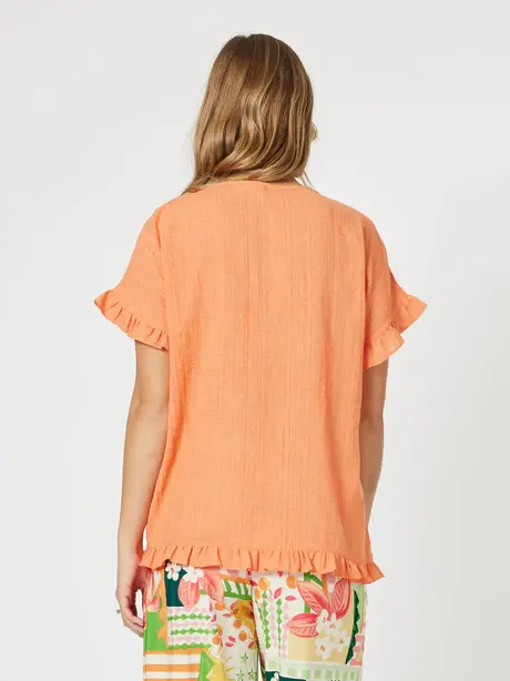 Thumbnail: TULUM V NECK TOP - PAPAYA