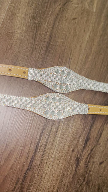 Thumbnail: 2 Silver Bling Stirrup Hobbles on Saddle Tan Leather
